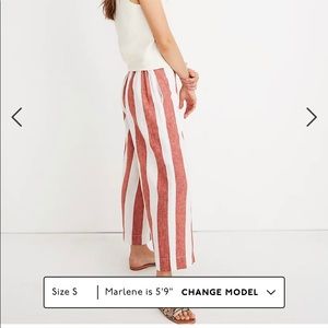 Madewell Red/ White Stripe Linen Crop Pants